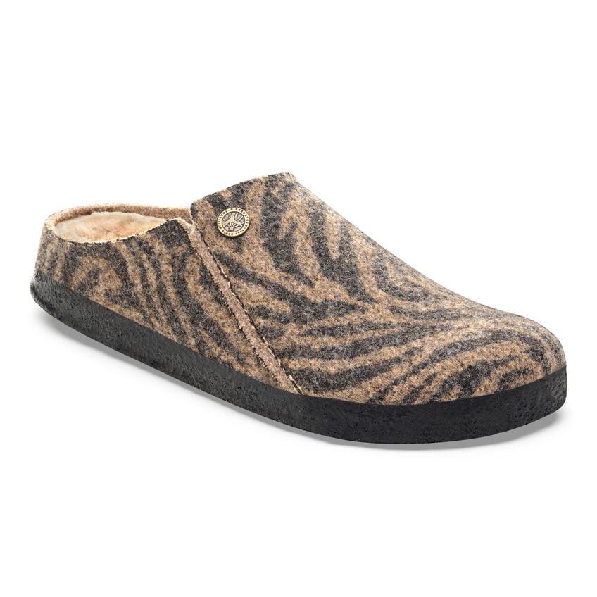 Birkenstock zermatt wool felt zebra slipper
