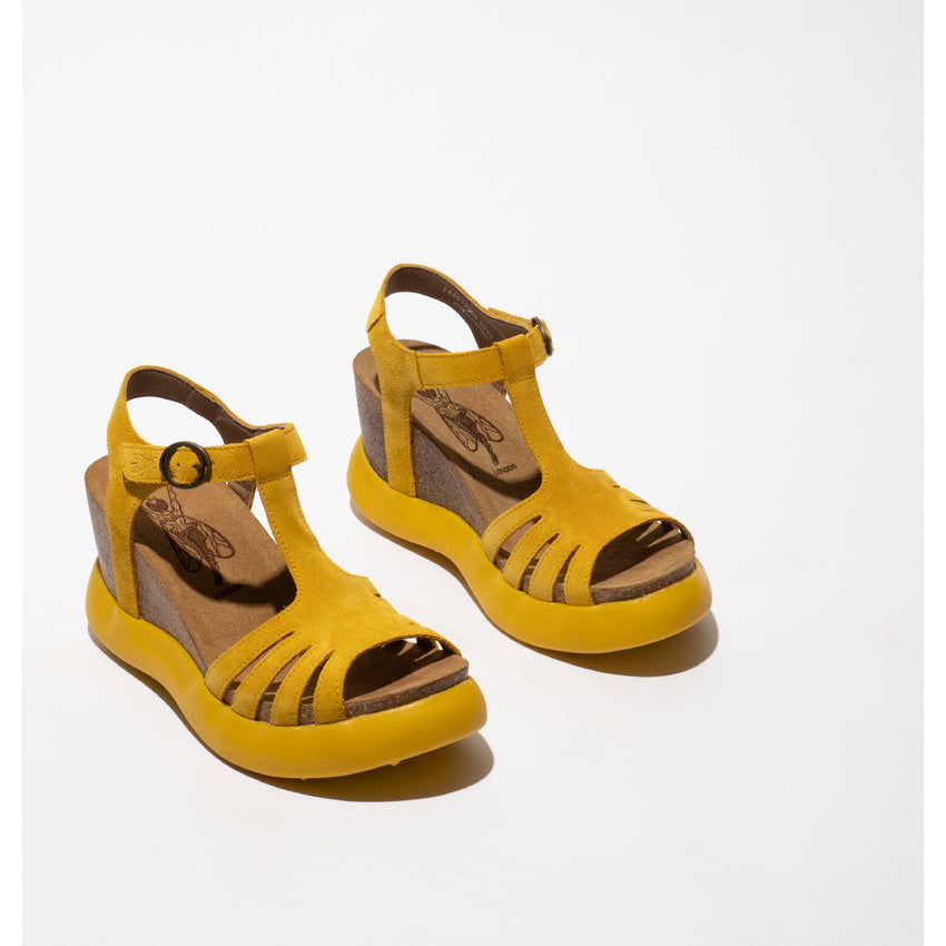 Fly Gait suede yellow sandal