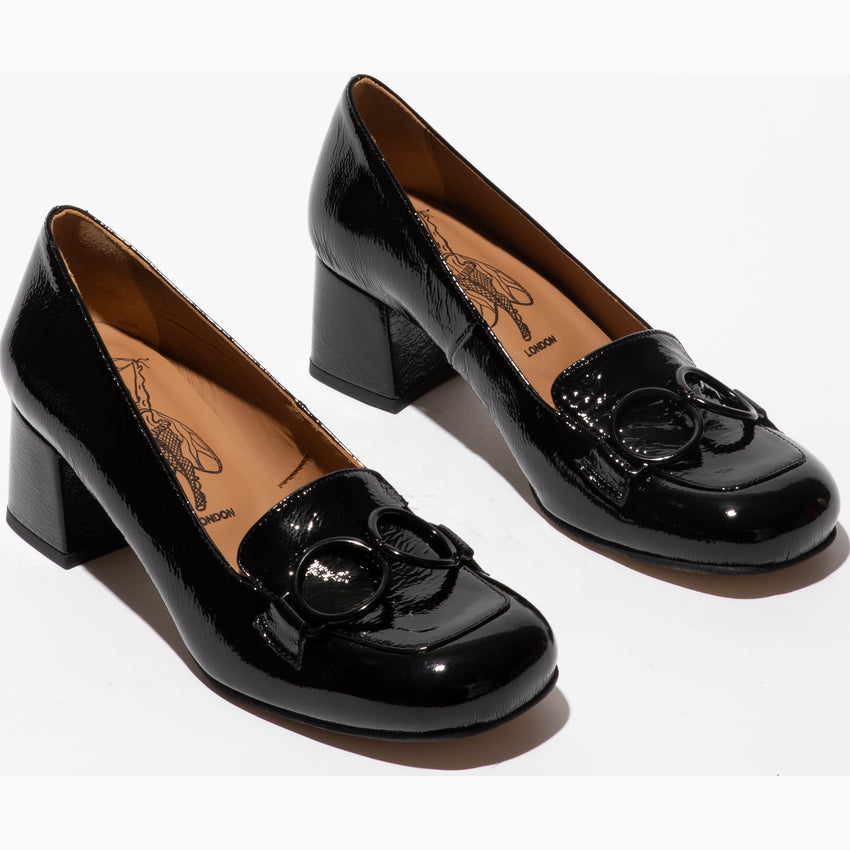 Fly Sivi black patent patent slip on shoe