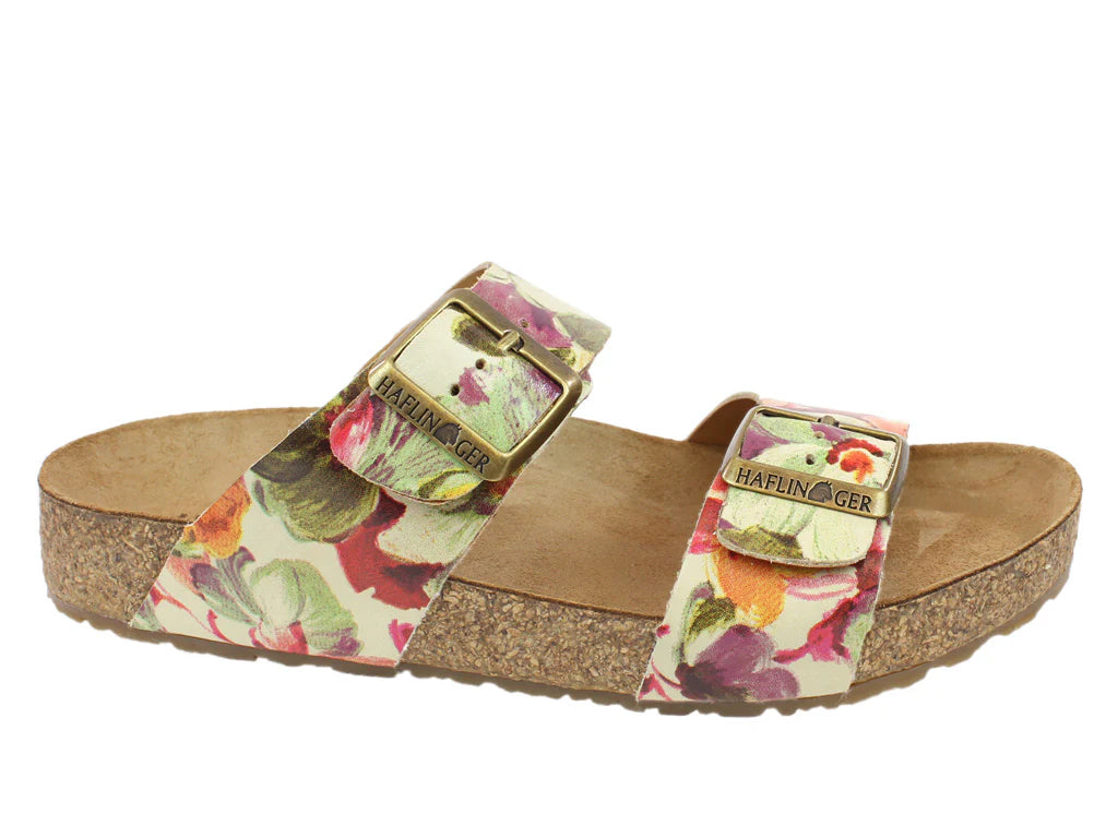 Haflinger Andrea flower leather cork footbed sandal