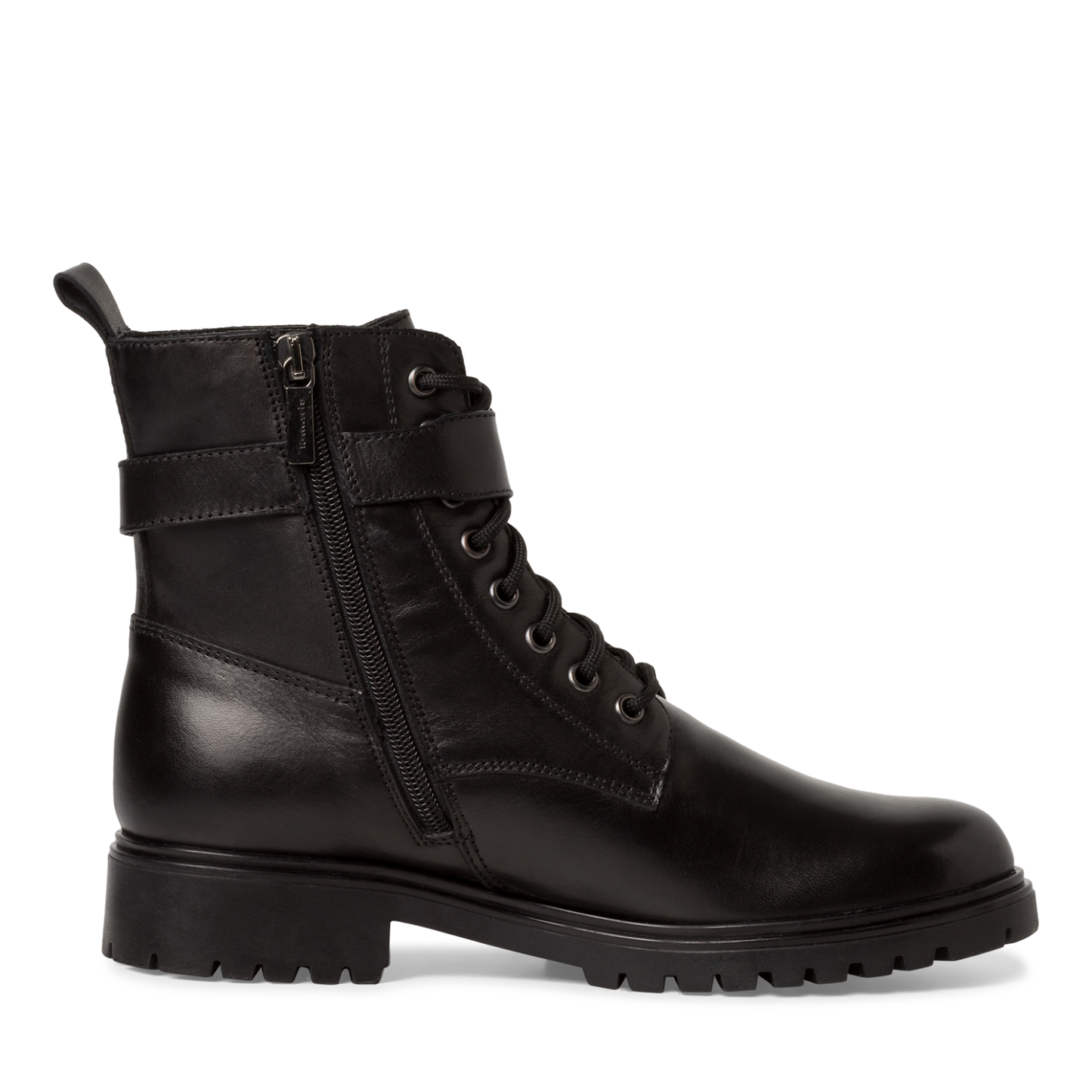 Tamaris 1-25249-41 black leather lace up boot