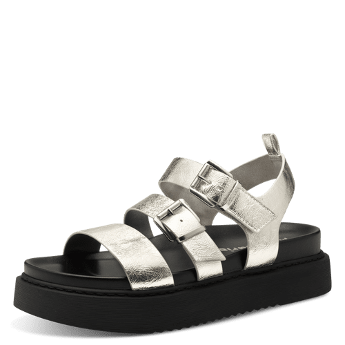 Tamaris platinum buckle sandal