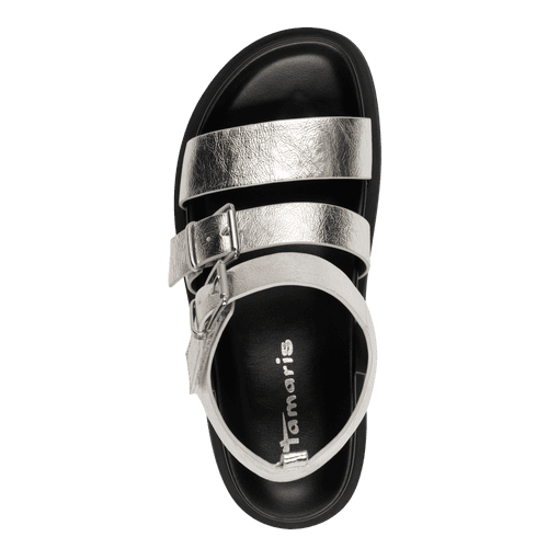 Tamaris platinum buckle sandal