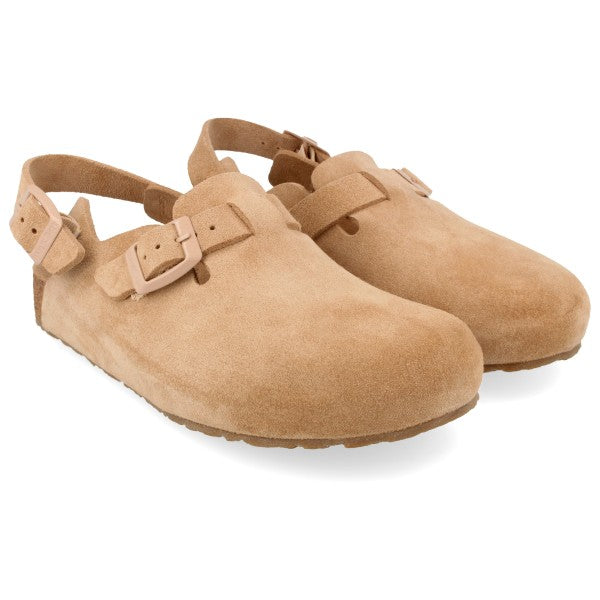 Haflinger Faro cappuccino suede cork footbed adjustable clog