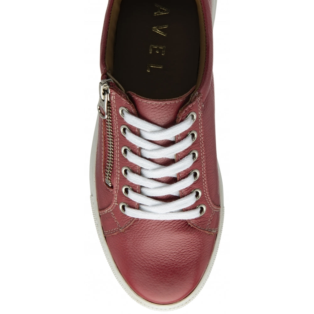 Ravel raspberry lace up with zip trainer