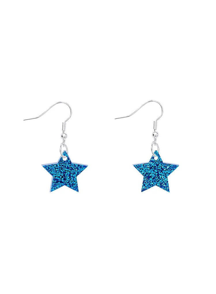 Tatty Devine star charm earrings glitter blue