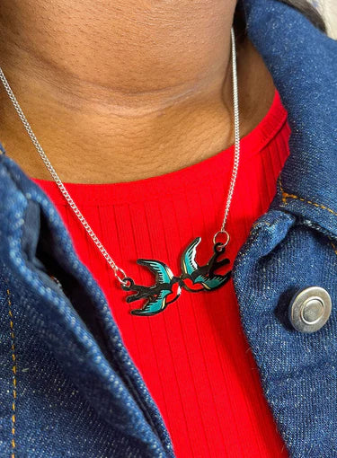 Tatty Devine swallow enamel necklace