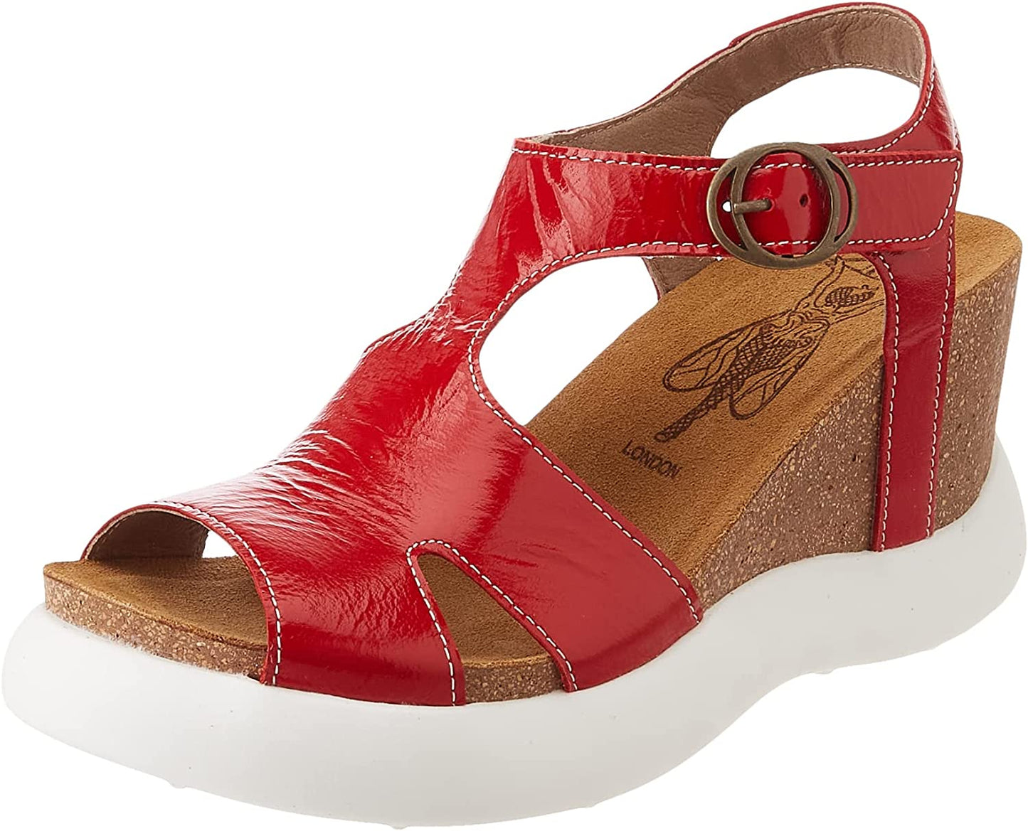 Fly London Gova red patent buckle sandal