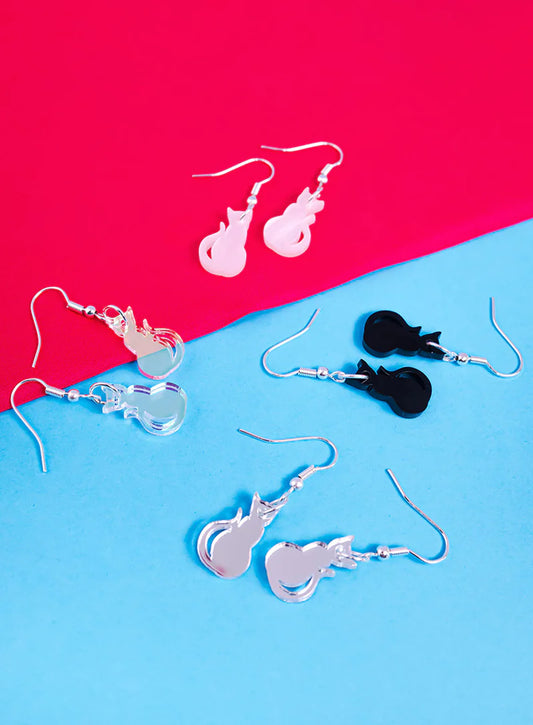 Tatty Devine cat charm earrings- glitter black