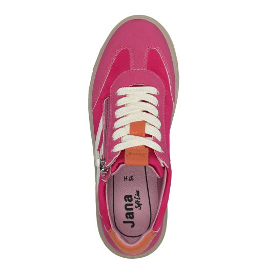 Jana fuchsia lace up with zip trainer