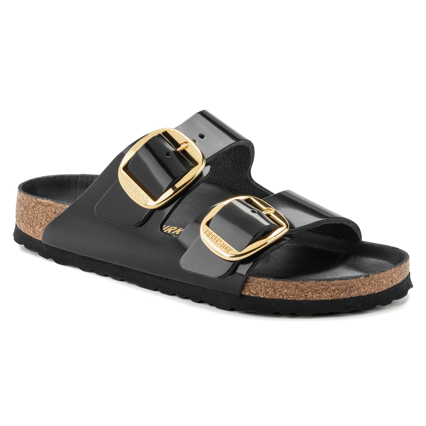 Birkenstock Arizona Big Buckle Natural Leather Patent High Shine Black