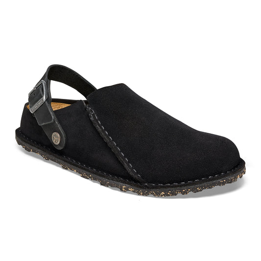 Birkenstock Lutry premium suede black clog with strap