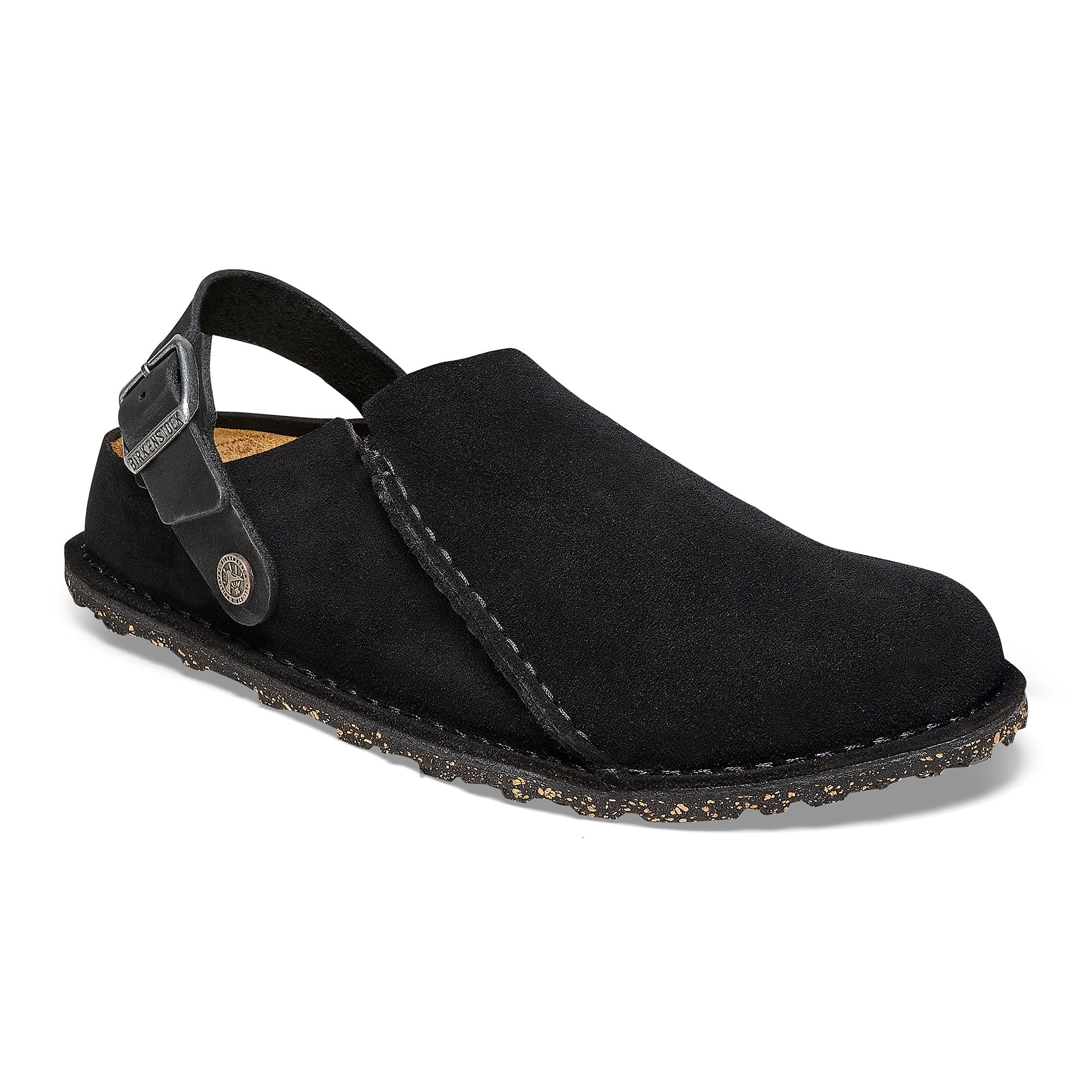 Lustry premium suede black clog with strap