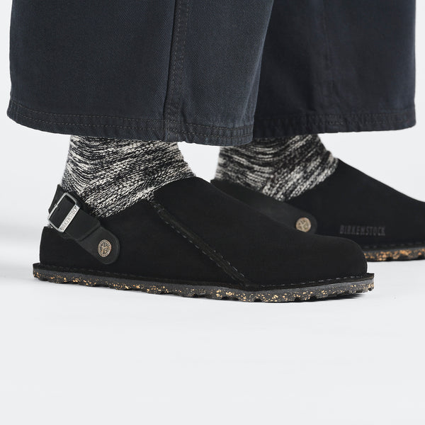 Lustry premium suede black clog with strap