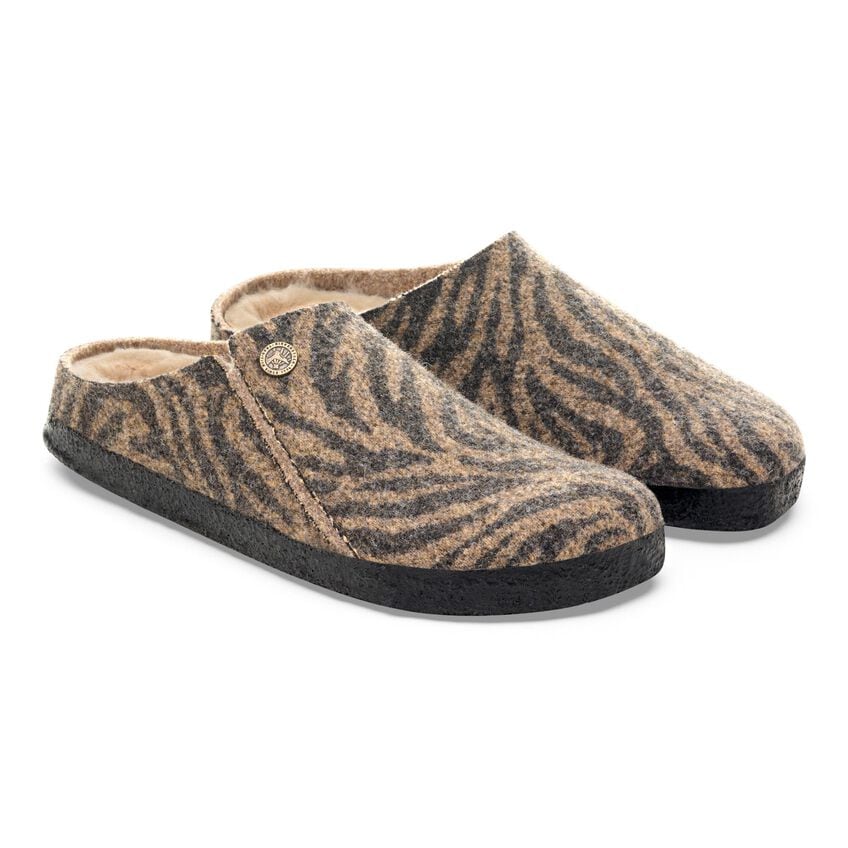 Birkenstock zermatt wool felt zebra slipper