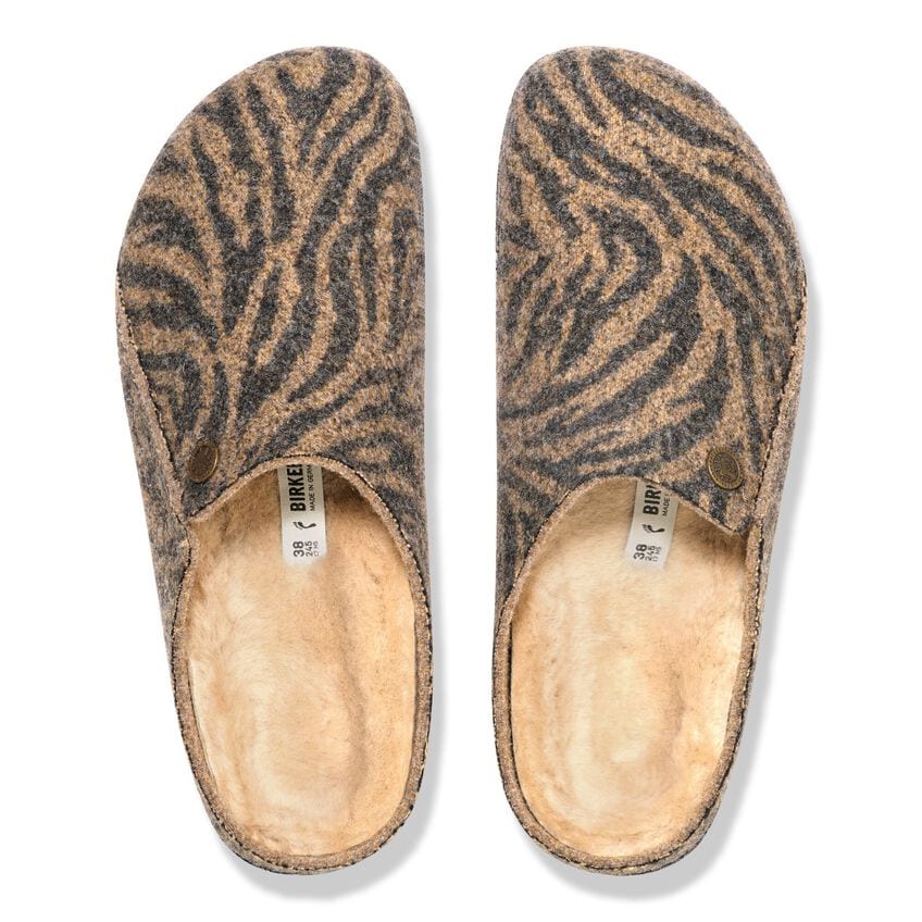 Birkenstock zermatt wool felt zebra slipper