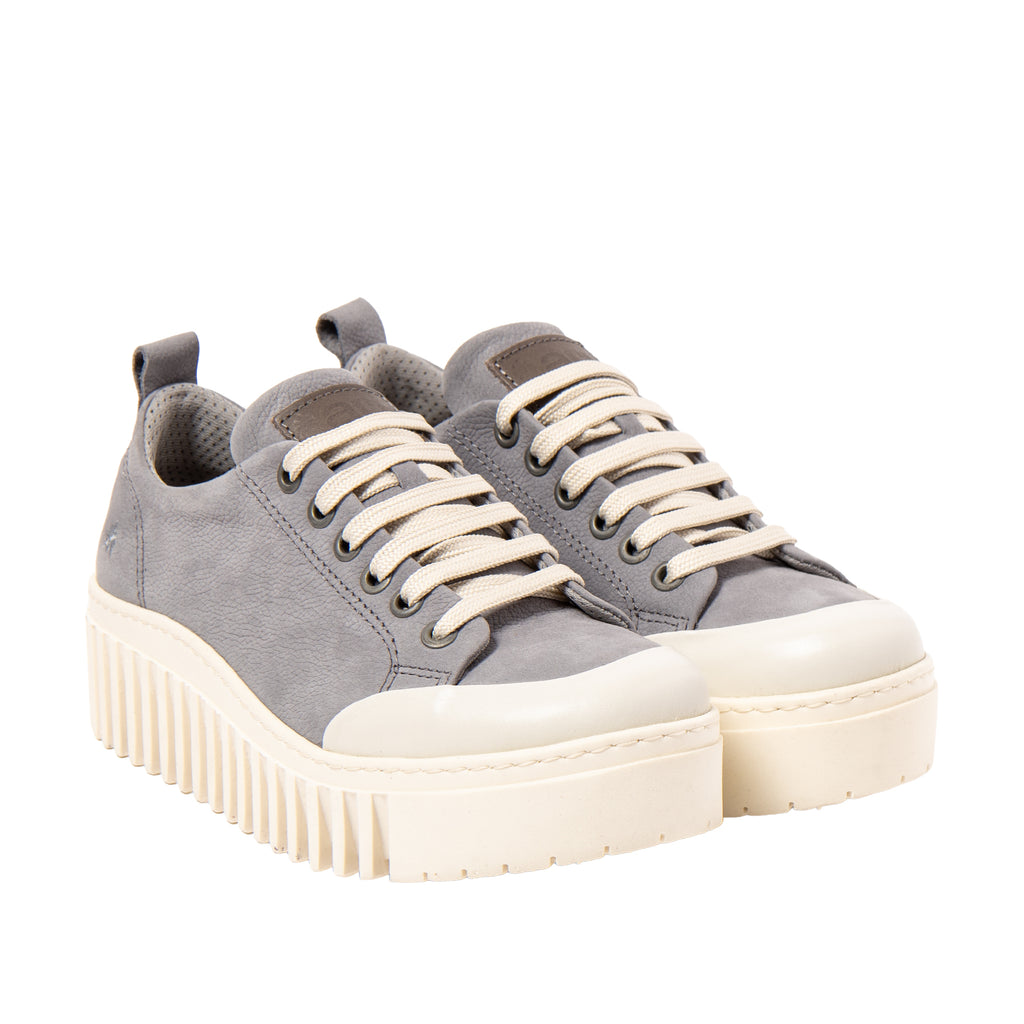 Art 1535 Nobuck leather denim lace up trainer