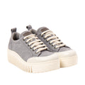 Art 1535 Nobuck leather denim lace up trainer