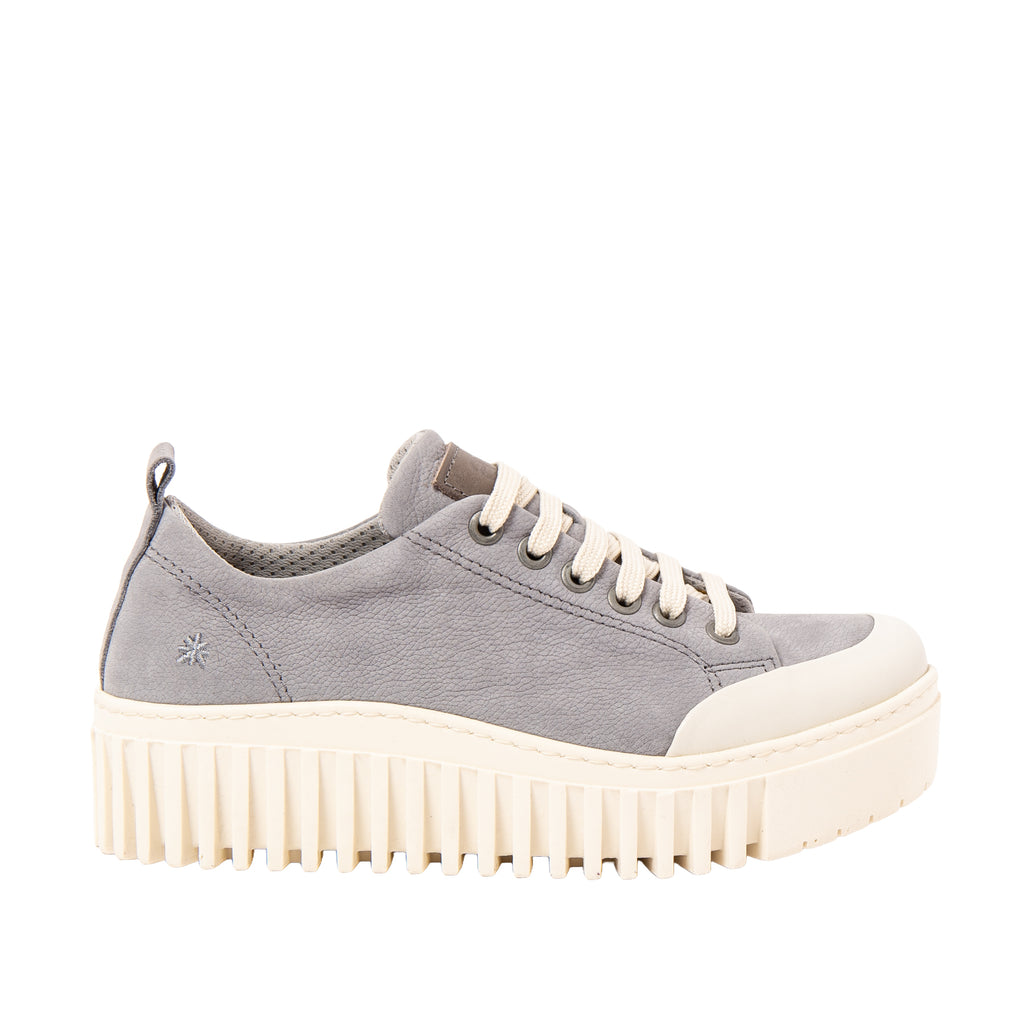 Art 1535 Nobuck leather denim lace up trainer
