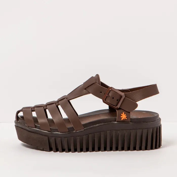 Art 1575 nappa brown platform sandal