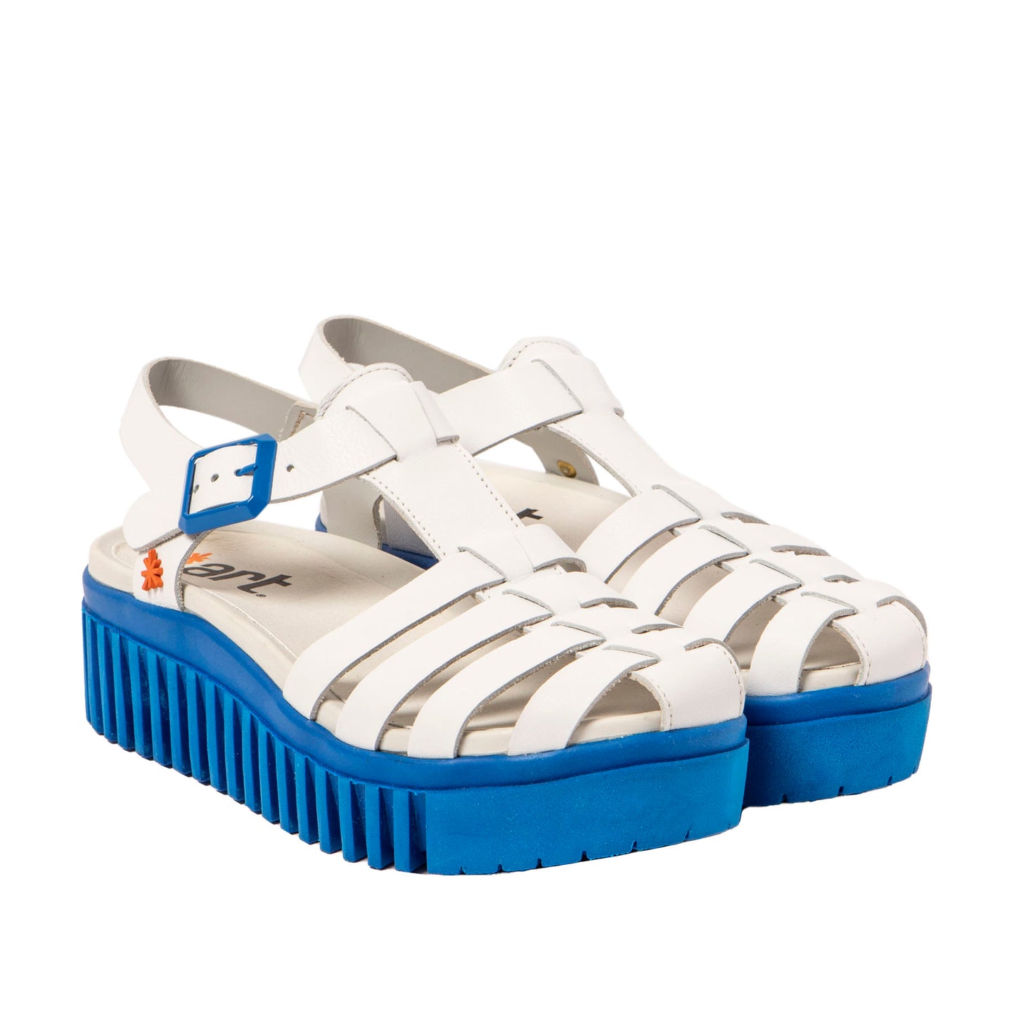 Art 1575 Nappa white and blue platform sandal