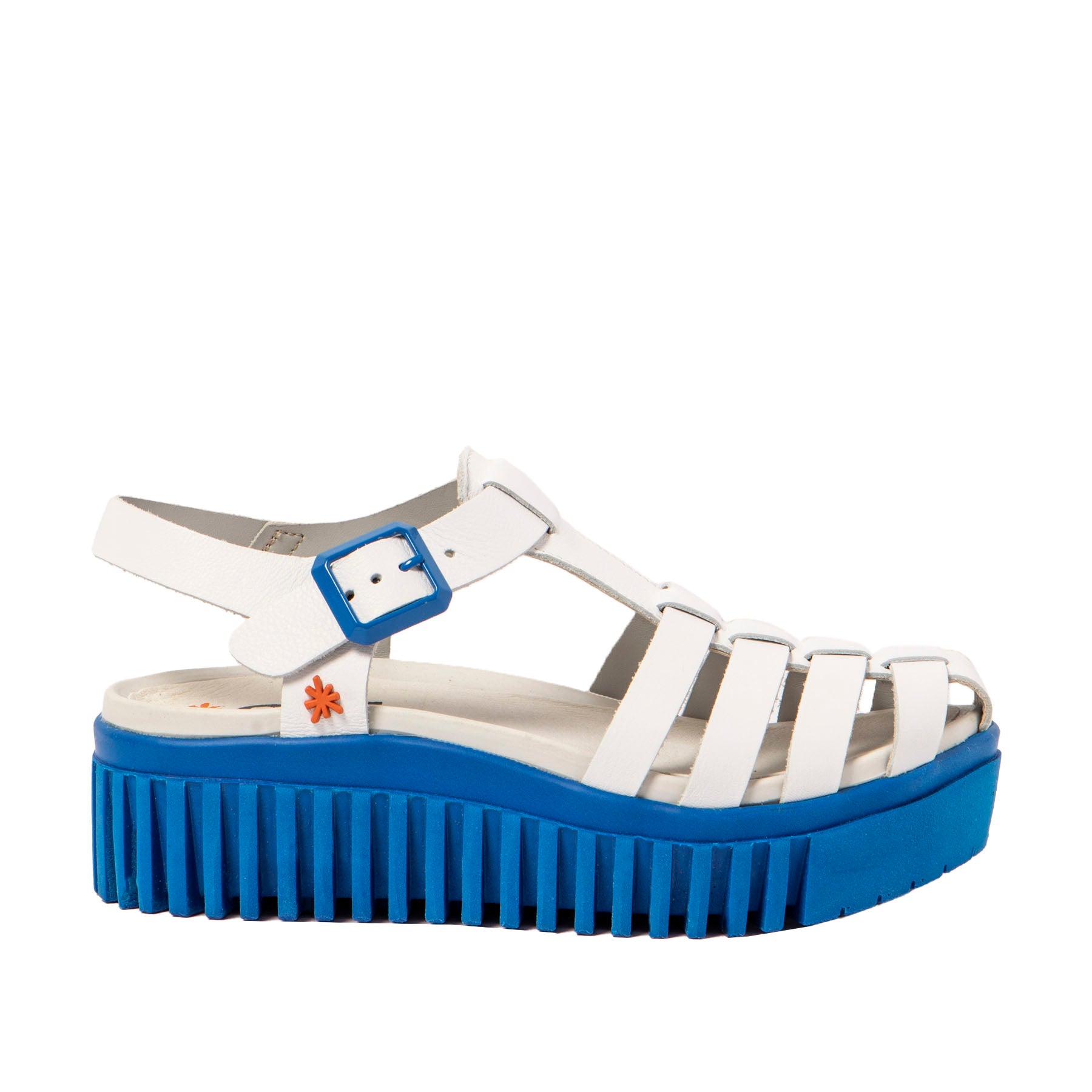 Art 1575 Nappa white and blue platform sandal