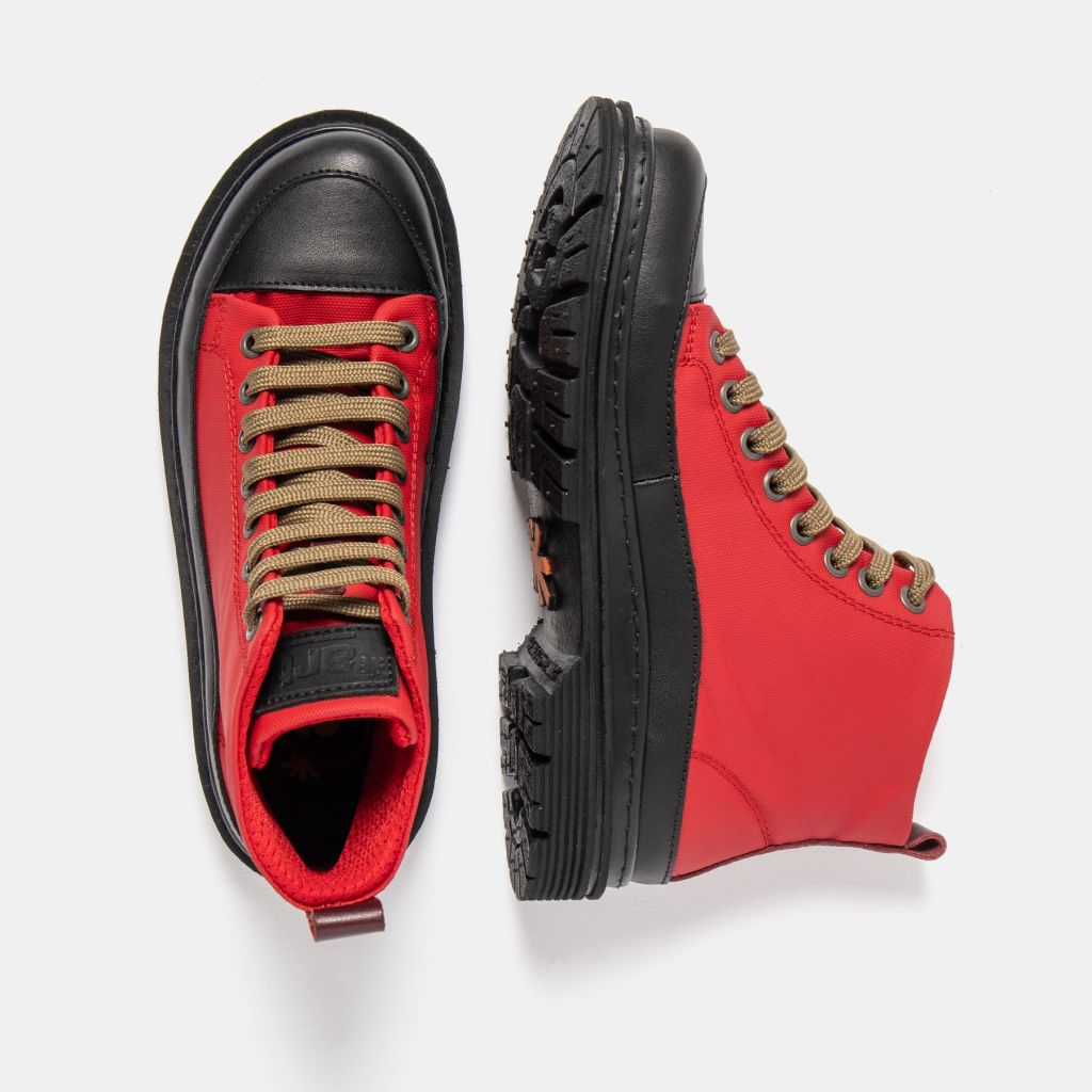 Art 1895 Rubber Nylon Burdeos/Birmingham Red hightop trainer