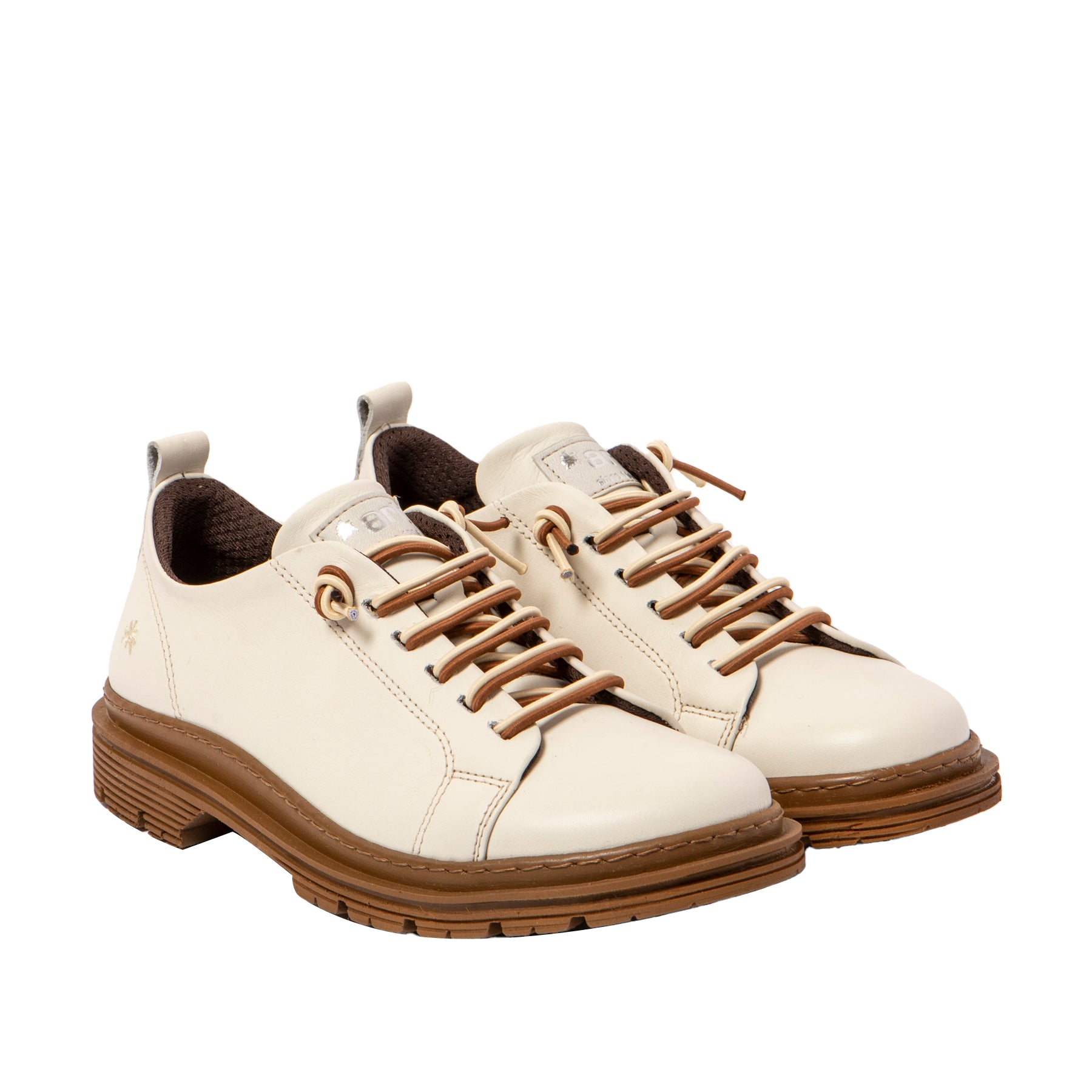 Art 1897 Cream-Cuero elasticated lace trainer