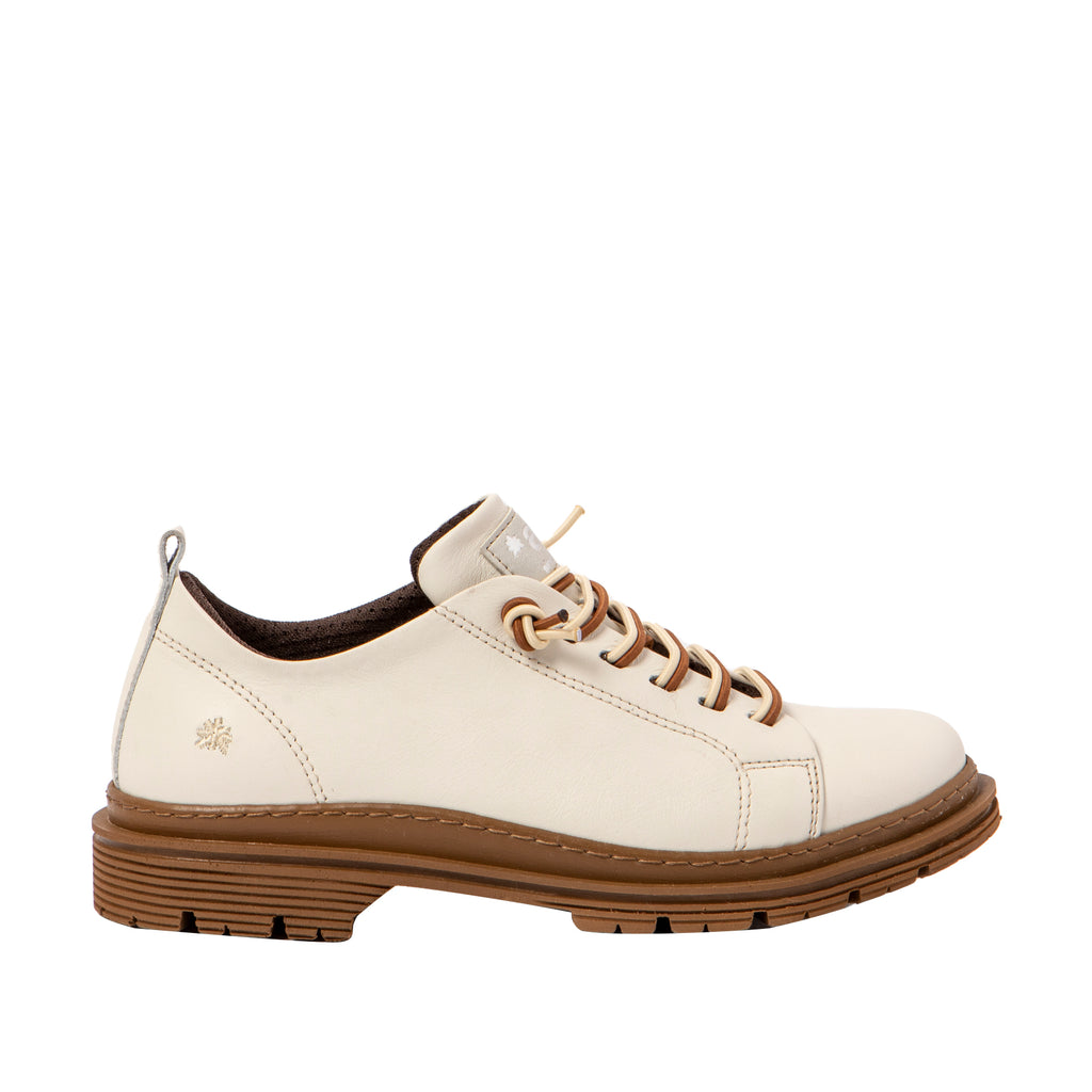 Art 1897 Cream-Cuero elasticated lace trainer