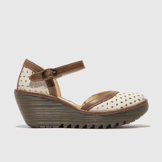 Fly Yven Off white/Grey sandals