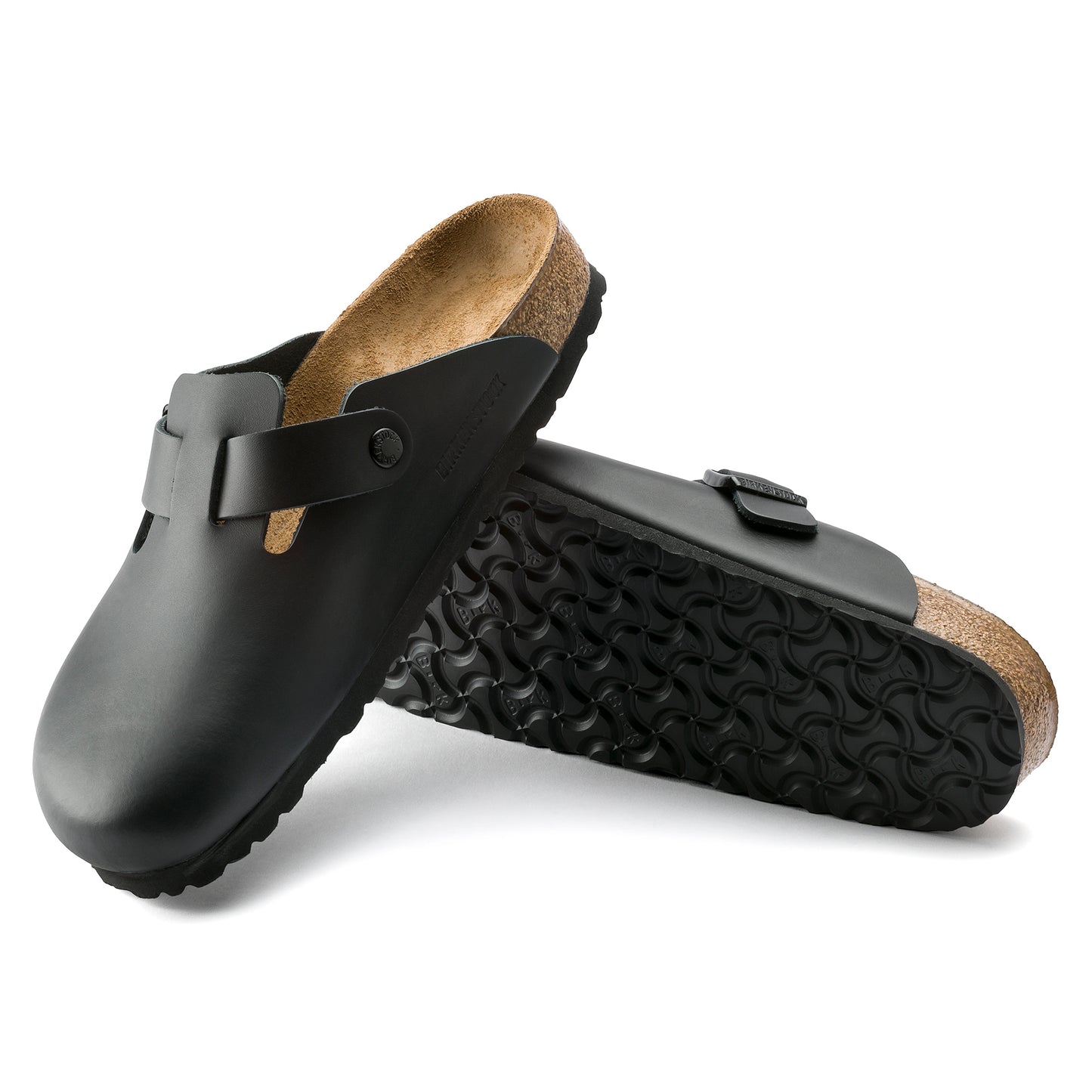 Birkenstock Boston natural leather black clog