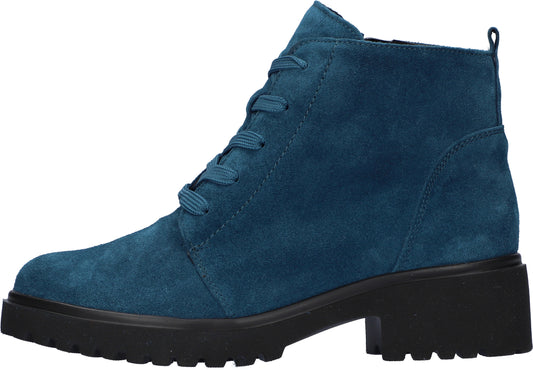 Waldlaufer luise petrol suede lace up/zip ankle boot