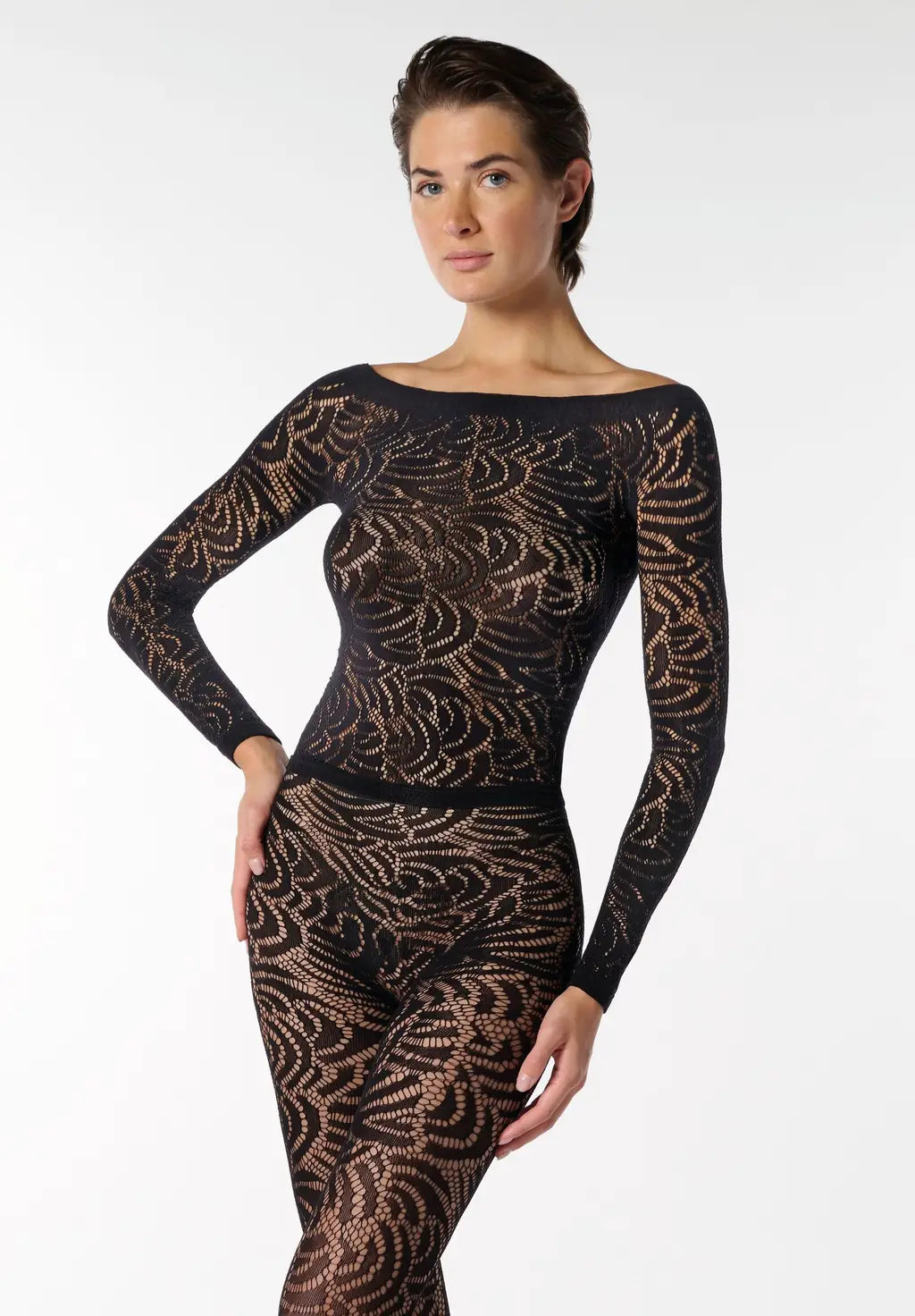 Oroblù Long Sleeve Mesh Top with Pattern Art Net
