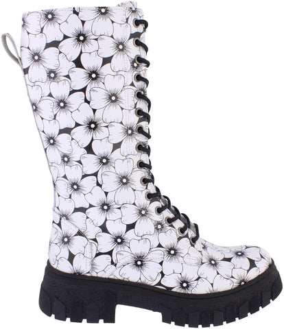 Adesso Arden Mono leather flower 3/4 dock lace up boot