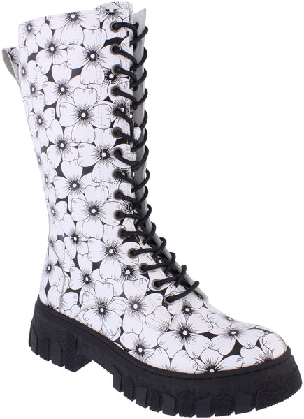 Adesso Arden Mono leather flower 3/4 dock lace up boot