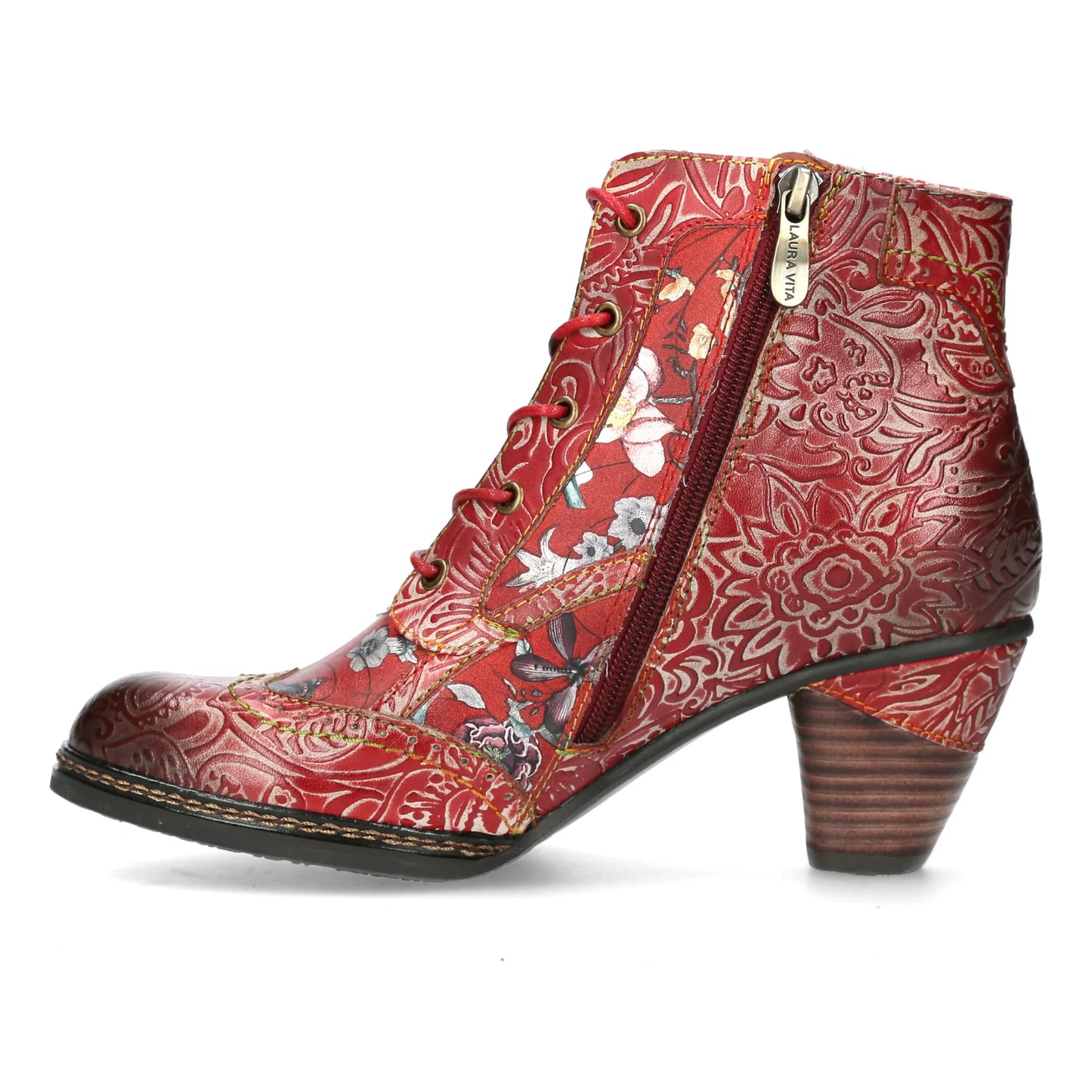 Laura Vita Alcizeeo 01 Rouge heeled ankle boot