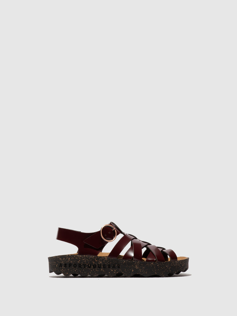 Asportugeusas Califfo Cisco Buckle Wine Vegan Sandal