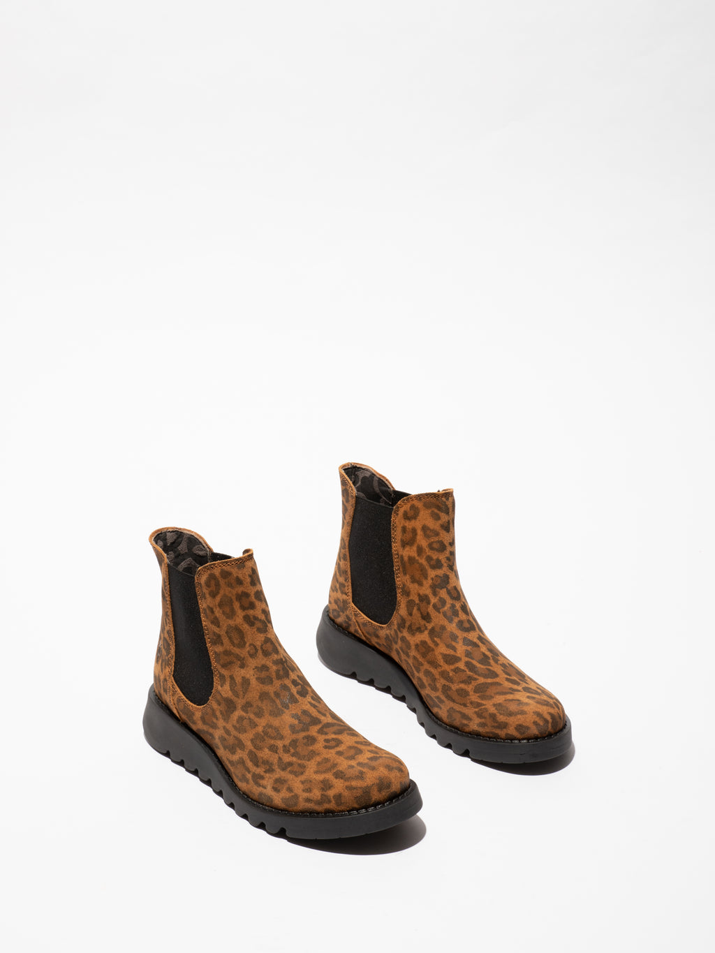 Fly Salv Suede Leopard Camel Chelsea Boot