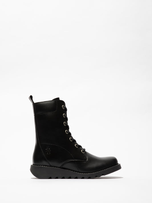 Fly Silf Black lace up with zip boots