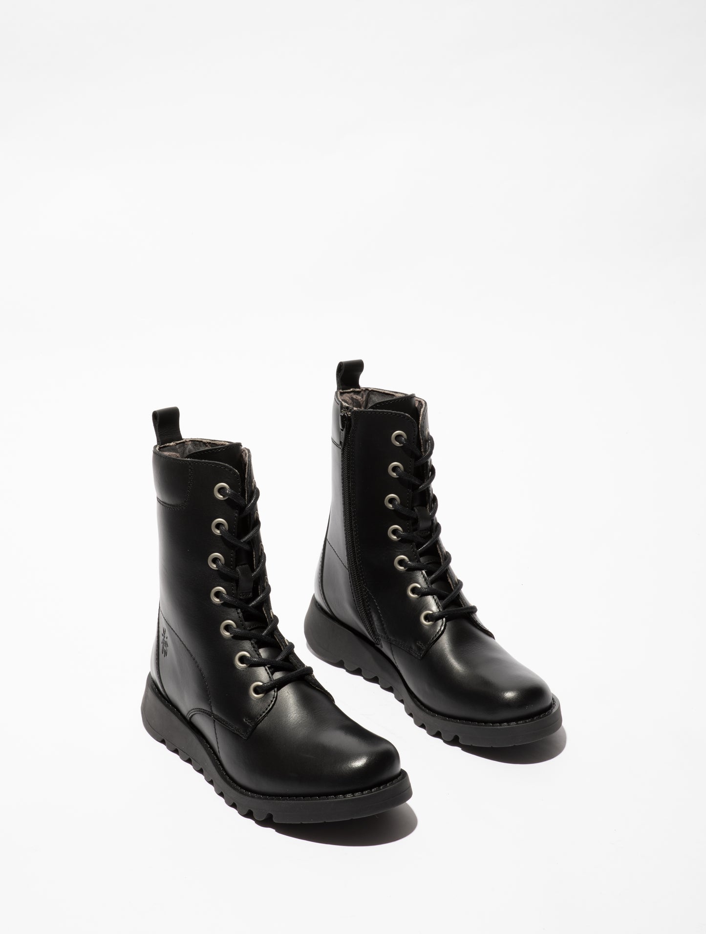Fly Silf Black lace up with zip boots