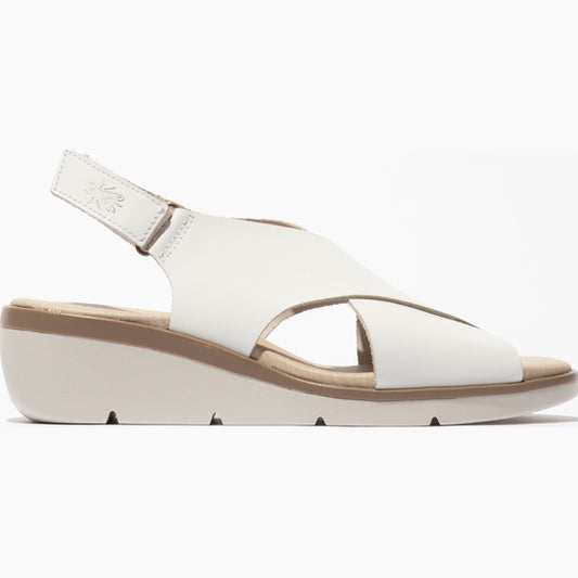 Fly Nabi white leather velcro sandal