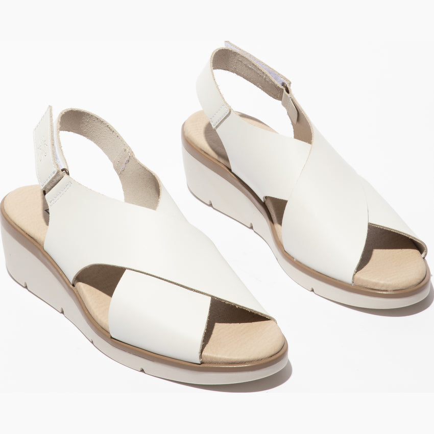 Fly Nabi white leather velcro sandal