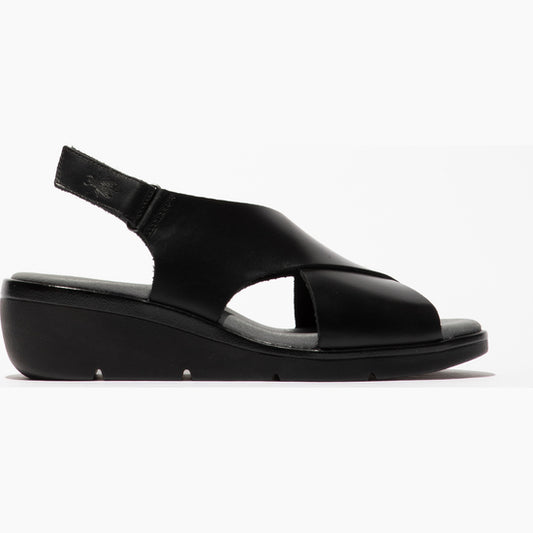 Fly Nabi black leather velcro sandal