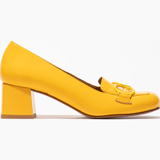 Fly Sivi yellow patent slip on shoe