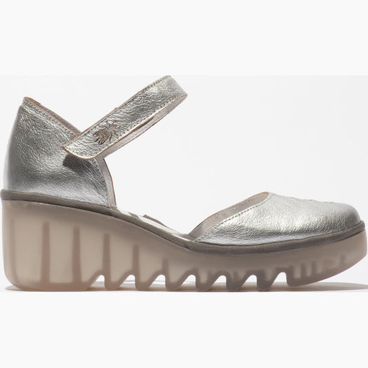 Fly Biso silver leather velcro sandal