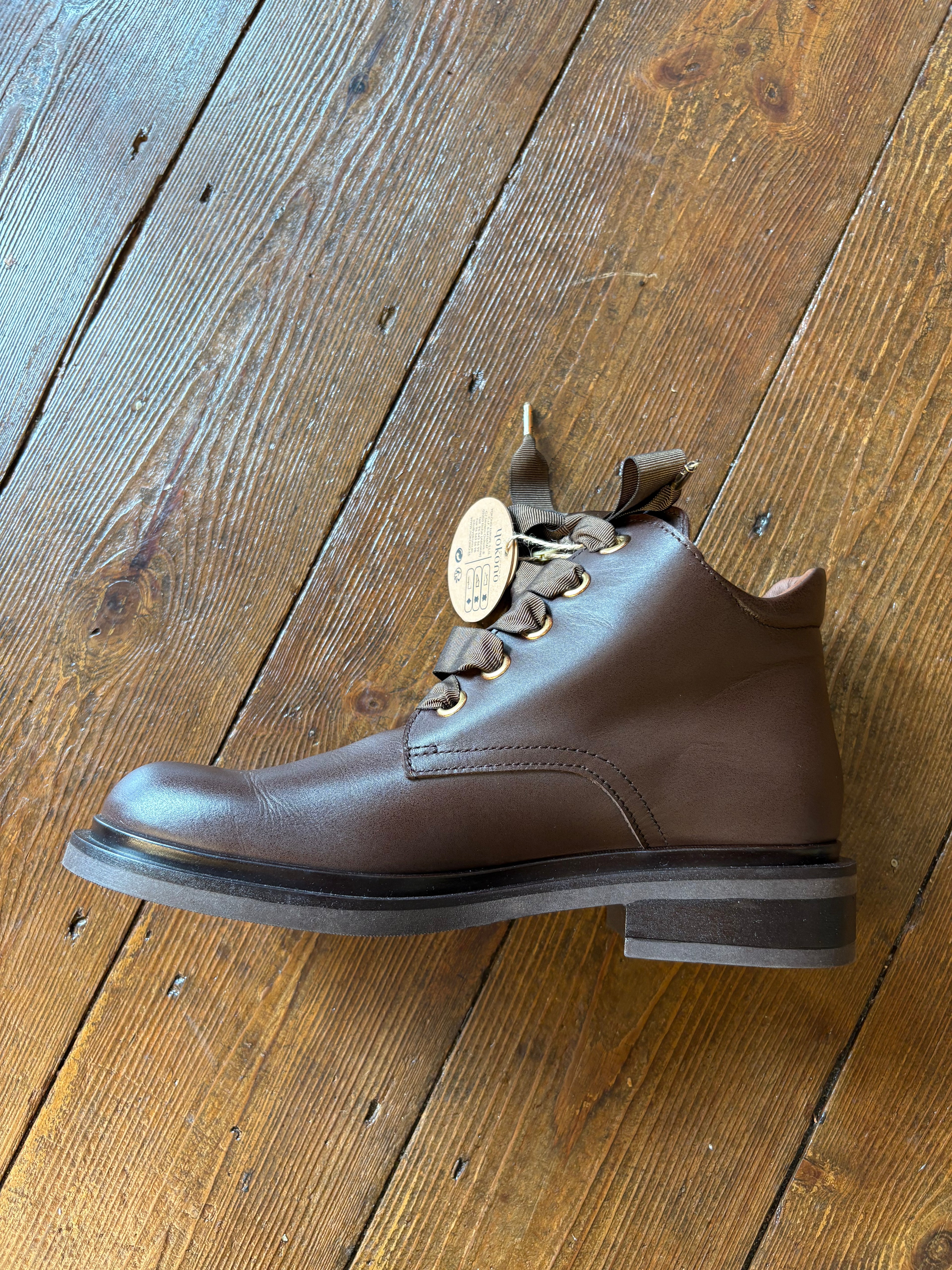 Yokono West Caoba Brown lace up ankle boot