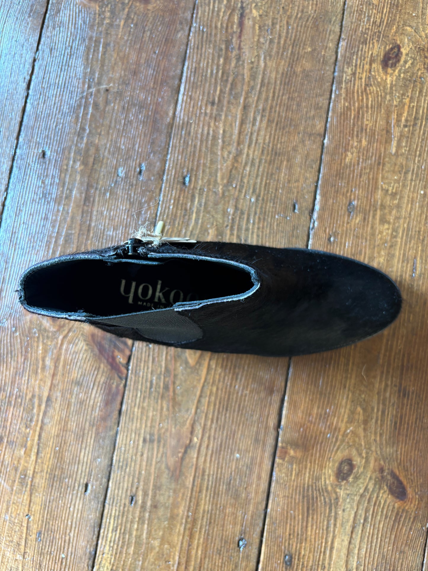 Yokono Ponyhair Black ankle boot