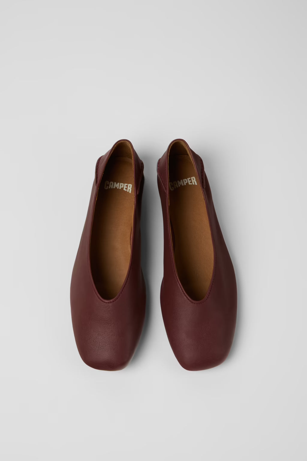 Camper Casi Myra burgundy leather ballerina shoes