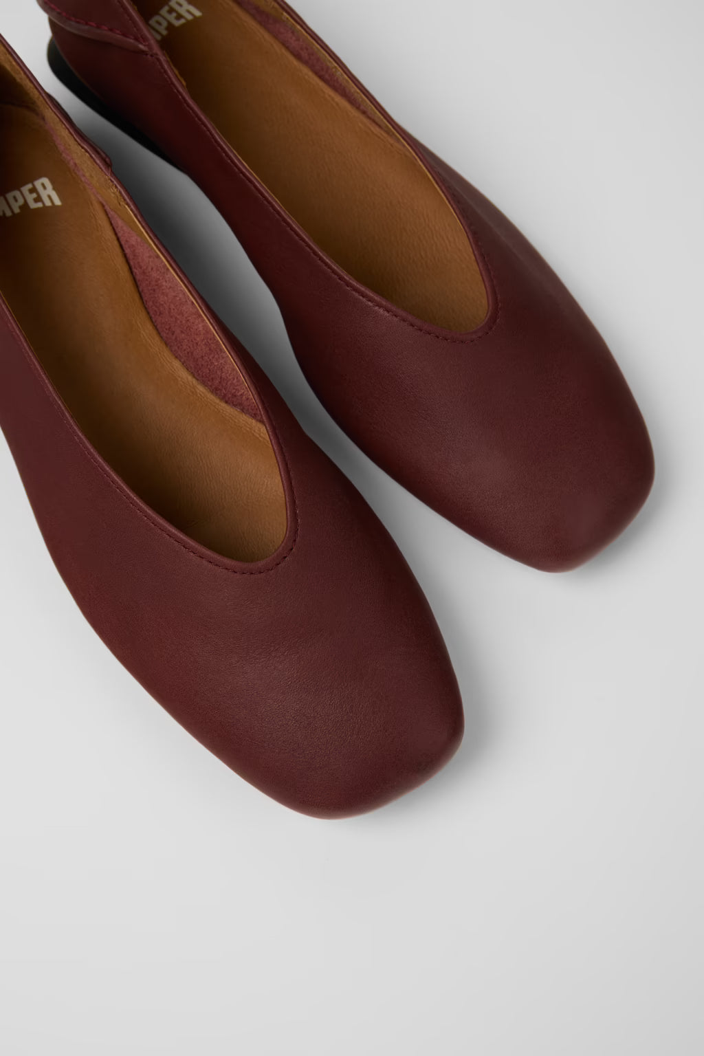 Camper Casi Myra burgundy leather ballerina shoes