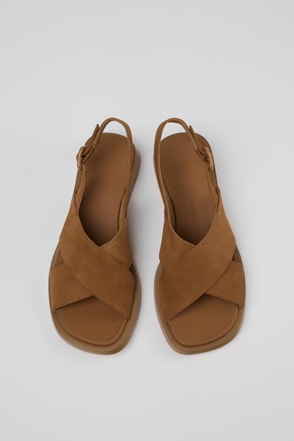 Camper Dana Brown Nubuck Leather Sandals